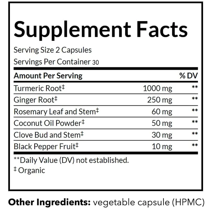 فلفل أسود عضوي، وكركم، وكيركمي - مراجعة Turmeric Curcumin Capsule وسعره